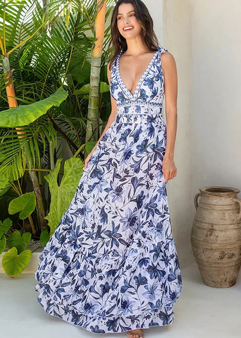 V-Hals Badpak met Rok – Elegante Tweedelige Strandset