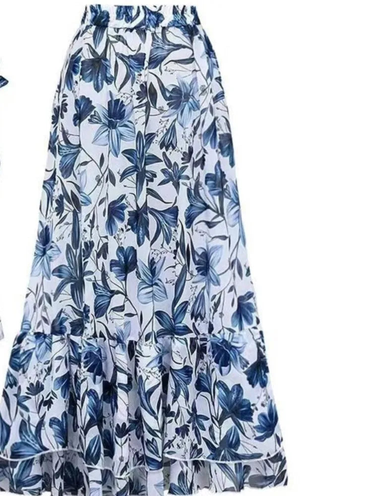 V-Hals Badpak met Rok – Elegante Tweedelige Strandset