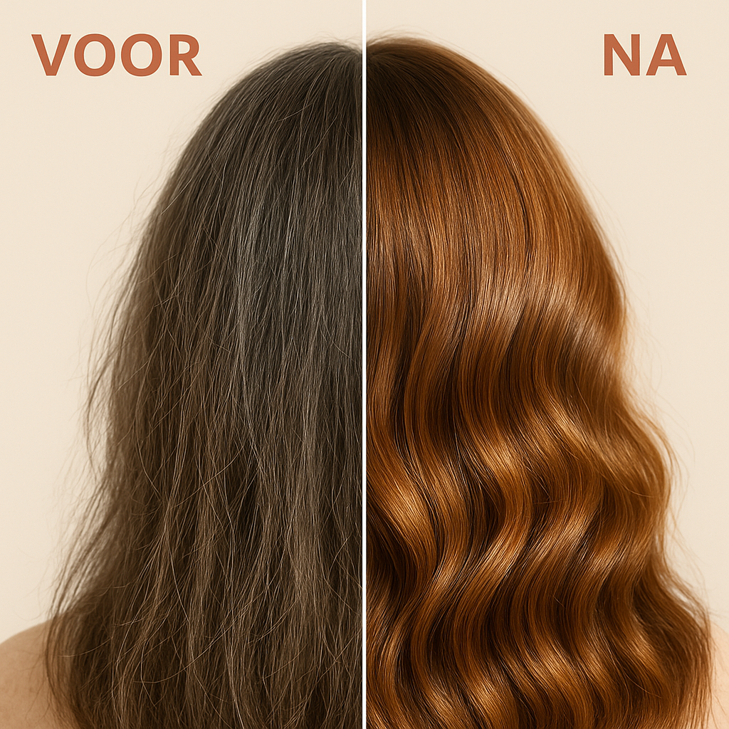 Voor en na SalonGlans — volume en glans