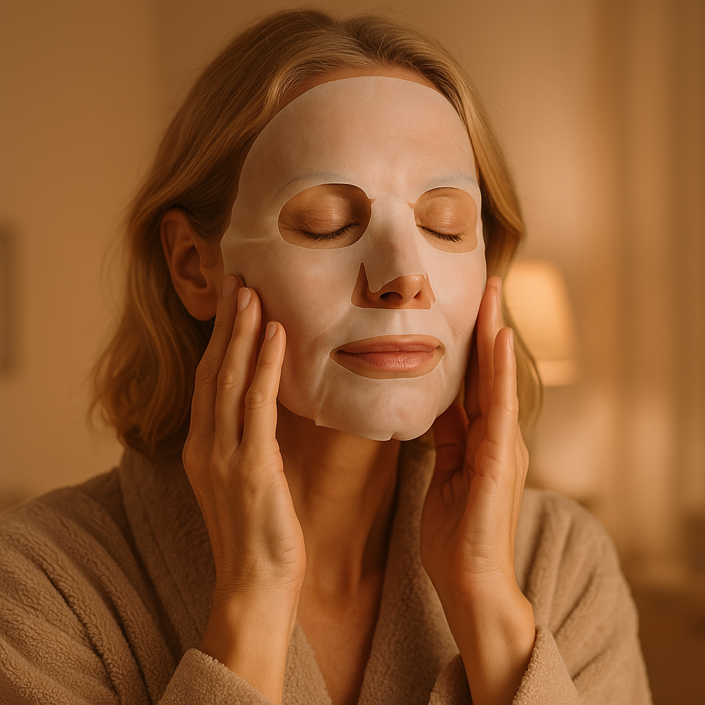 NachtGlow - Vrouw past masker toe