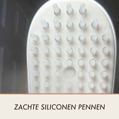 Zachte siliconen pennen van de borstelkop van dichtbij