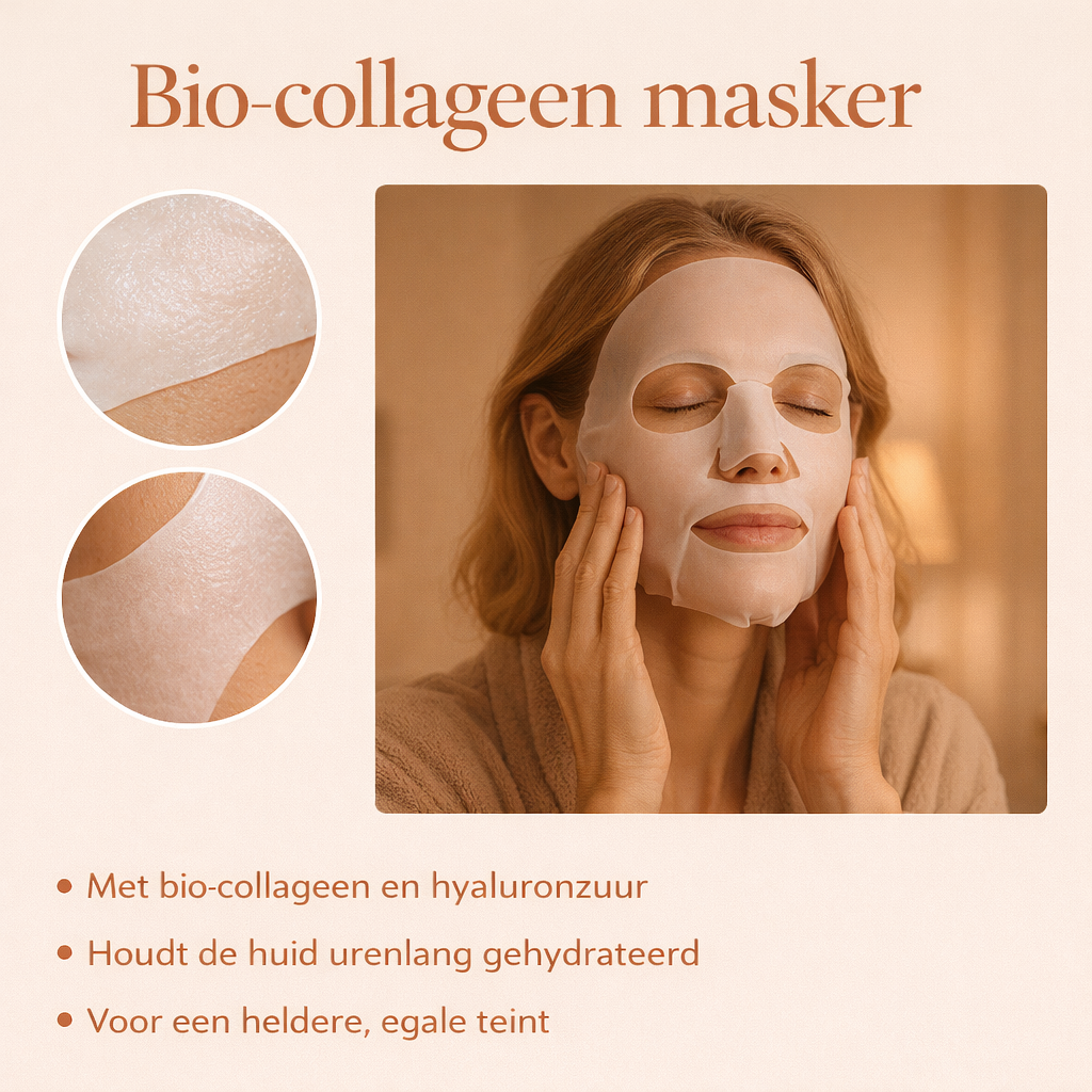 Bio-collageen masker — close-up en ingrediënten