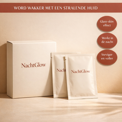 NachtGlow Collageen Masker — hero met aanbod-badges
